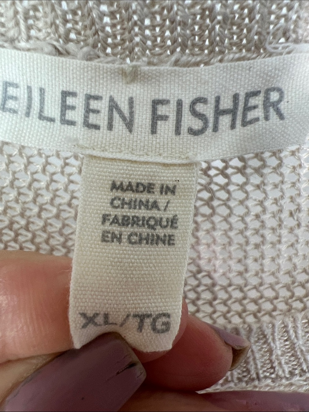 Eileen Fisher Oversized Linen-Blend Knit Tunic in Taupe-Beige - Picture 4 of 10